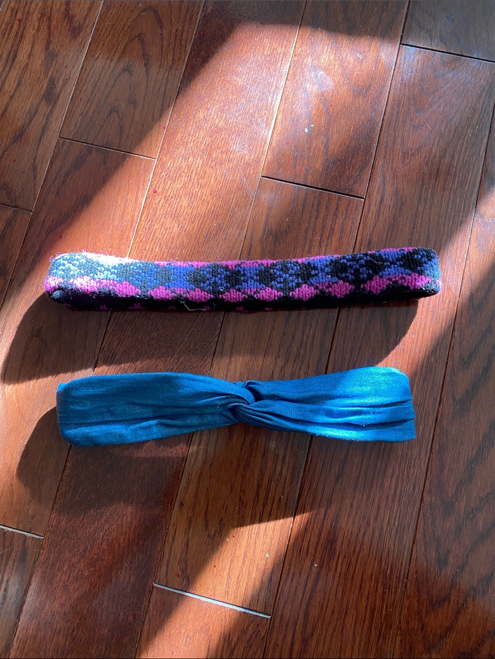 Source Unknown Pink and Black Knit Headband + Blue Twist Turban Set